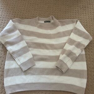 Striped Beige and White Sweater